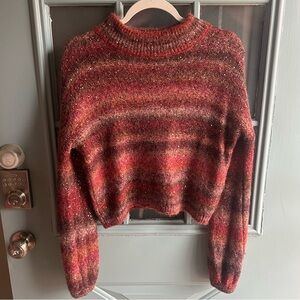 Alpaca Wool Sequin Knit Sweater Ombré Striped  Banana Republic Cropped Sweater M